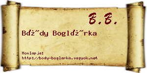 Bódy Boglárka névjegykártya