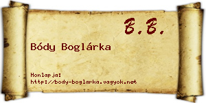 Bódy Boglárka névjegykártya